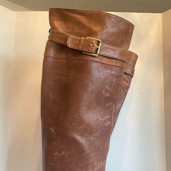 Leather Michael Kors Yolanda Over the Knee Platform Block Heel Brown Boots S z 7 - Picture 10 of 16